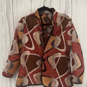 Trimdin Artisan Made Reversible Jacket Brocade Tapestry Sz M Made in USA